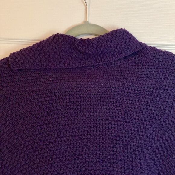 Coldwater Creek Womens Poncho Sweater Purple Fringe Wool Blend One Size - Picture 7 of 11